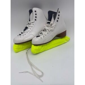 Riedell White Leather Figure Skates Size 5M John Wilson Excel Blades Made in USA